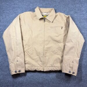 Cabelas Jacket Men's L Tan Sherpa Lined Canvas Work Full Zip Cotton Detroit